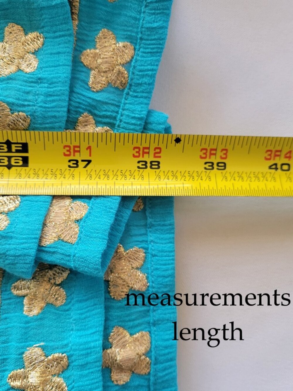 Soft Surroundings Zaneta Turquoise Babydoll Gold Flare Dress: (Size: XL) - Picture 16 of 16
